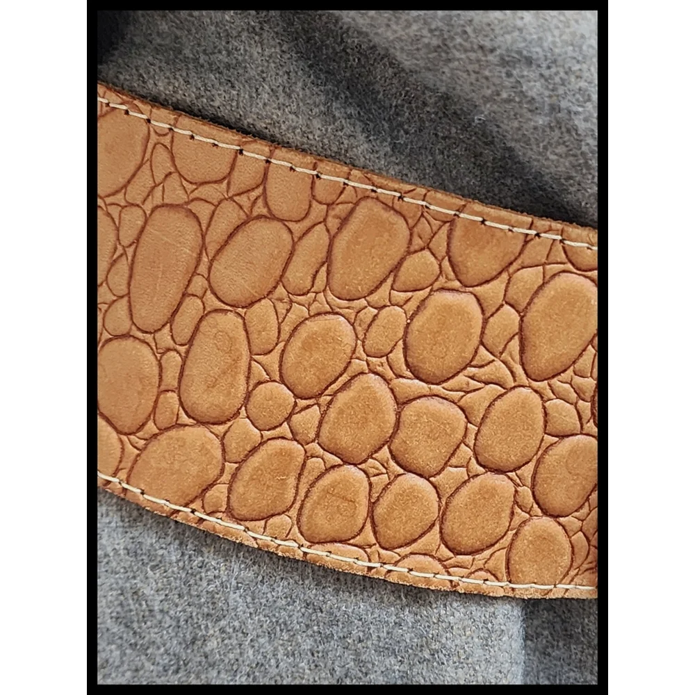 Vintage Priore 80s Wide Leather Slouch Belt Croc Texture Crescent Buckle Medium